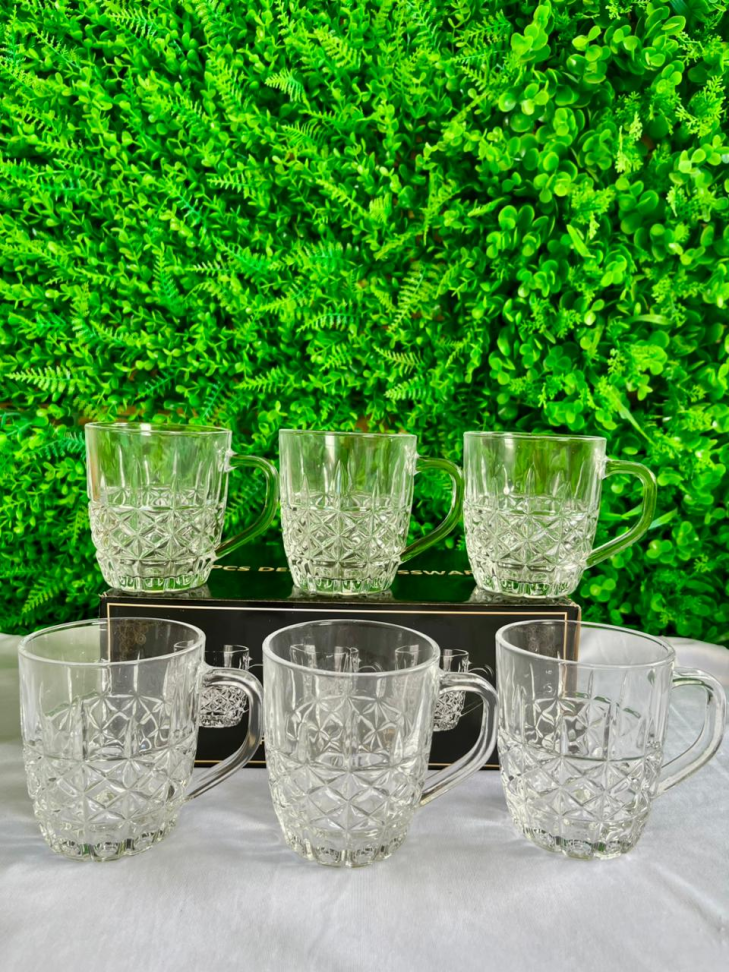 CONJUNTO - 6 XÍCARAS DE VIDRO (DETALHADA) - 250 ML