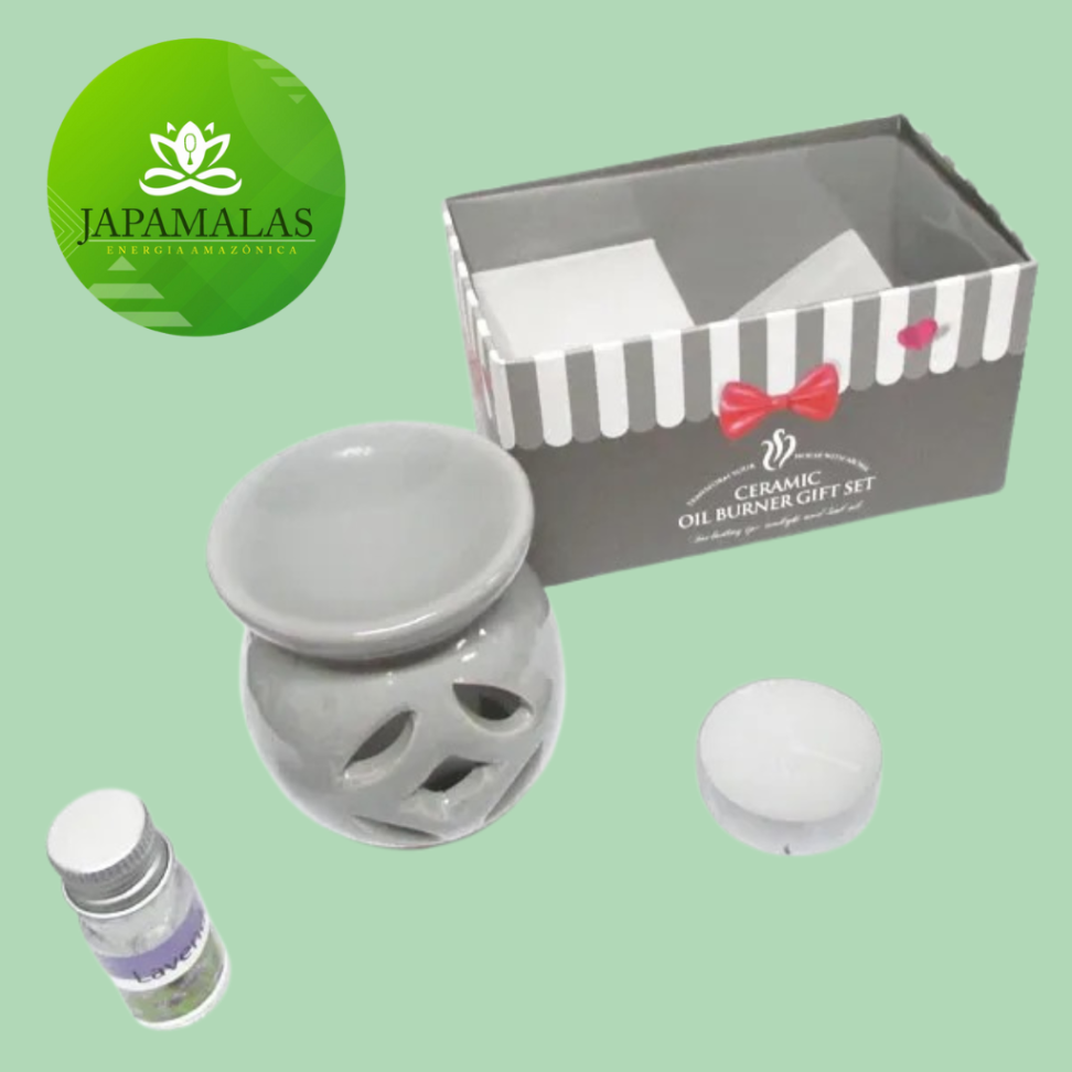 Kit Calmaria Cinza – Rechaud de Cerâmica com Lavanda & Vela Tealight - #2