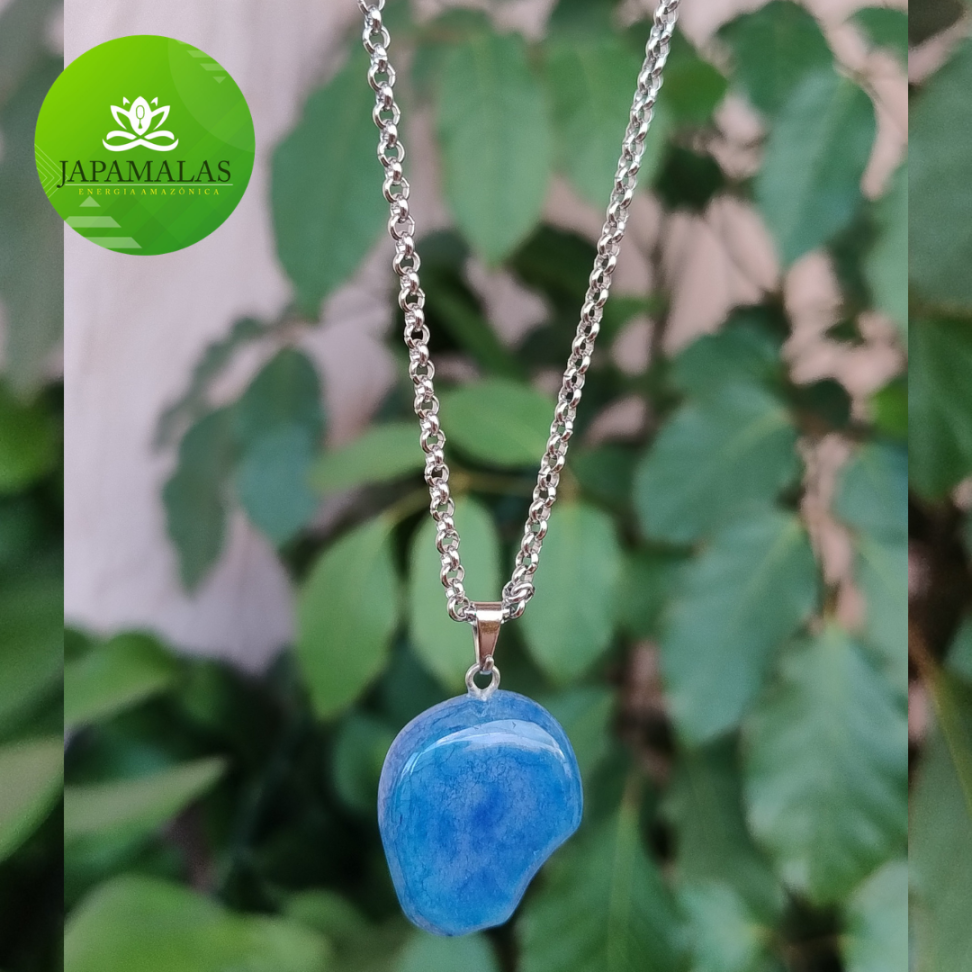 COLARES 100% EM AÇO COM PEDRAS  POLIDAS NATURAIS - #10