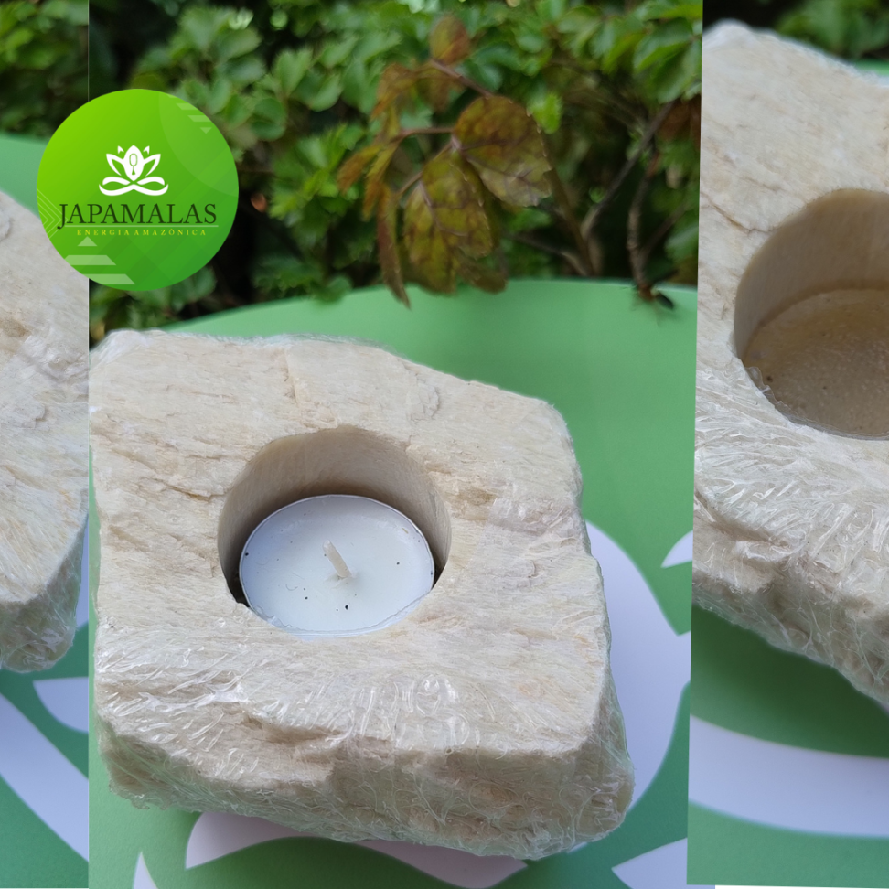 Porta-Velas em Feldspato Bruto Natural (1236g)