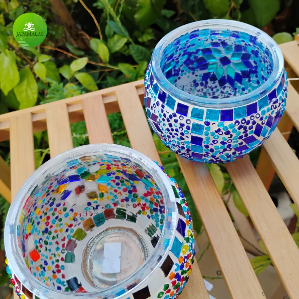CASTIÇAL TURCO DE VIDRO MOSAICO 10 CM – PORTA-VELA PREMIUM - #7