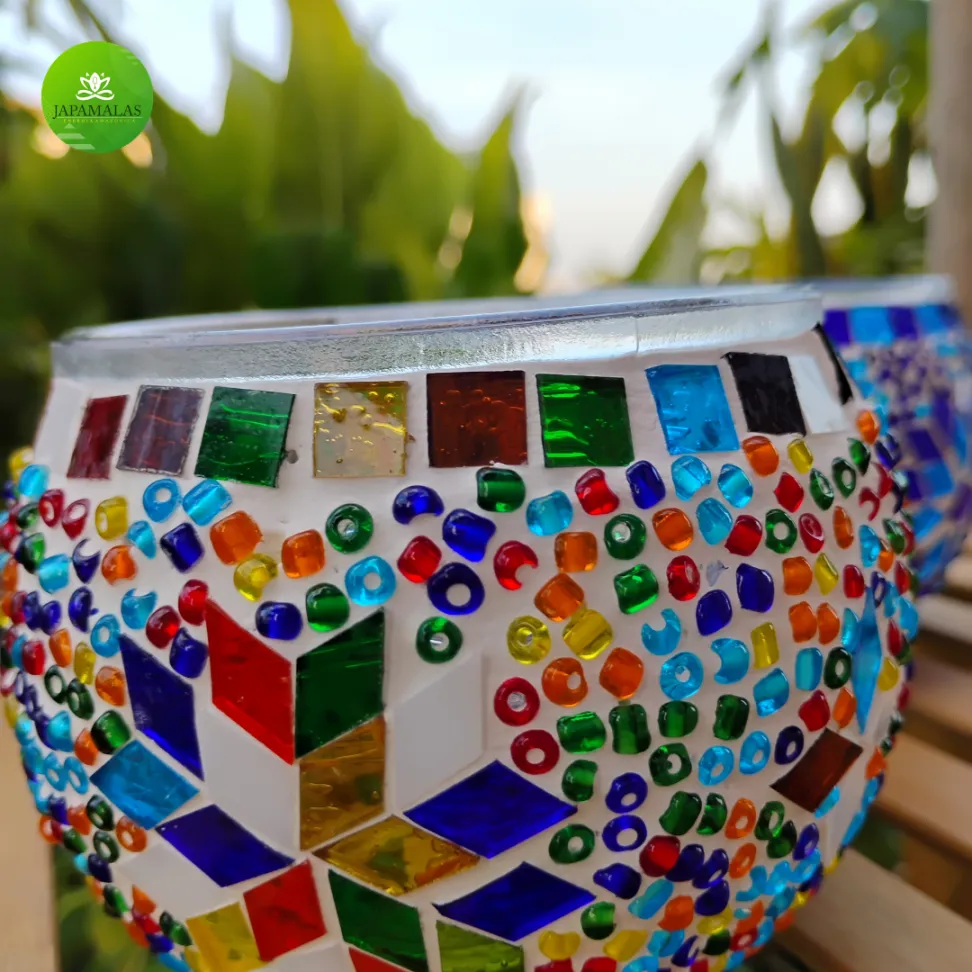 CASTIÇAL TURCO DE VIDRO MOSAICO 10 CM – PORTA-VELA PREMIUM - #8