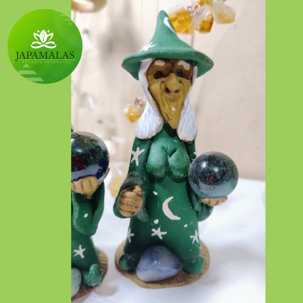 Casal de Magos Verdes com Ágatas Naturais e Porta-Incenso - #3