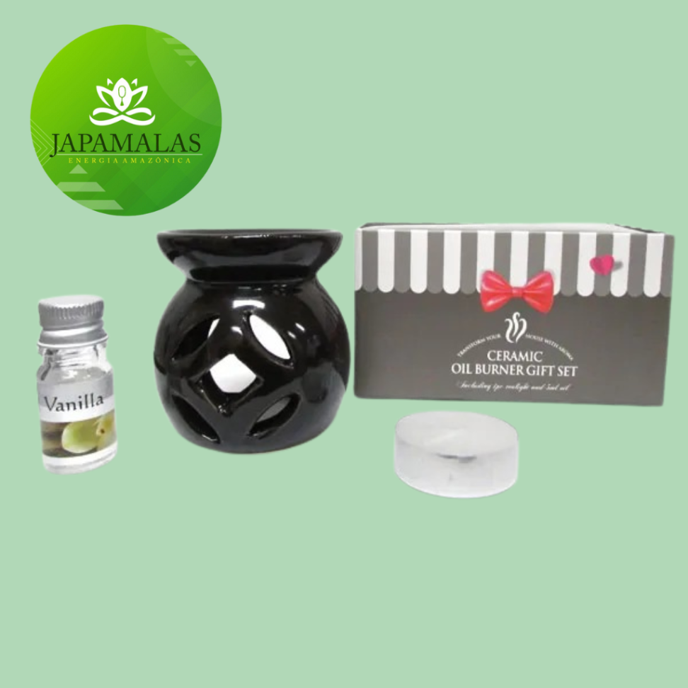 Kit Elegância Preta – Rechaud de Cerâmica com Baunilha & Vela Tealight - #2