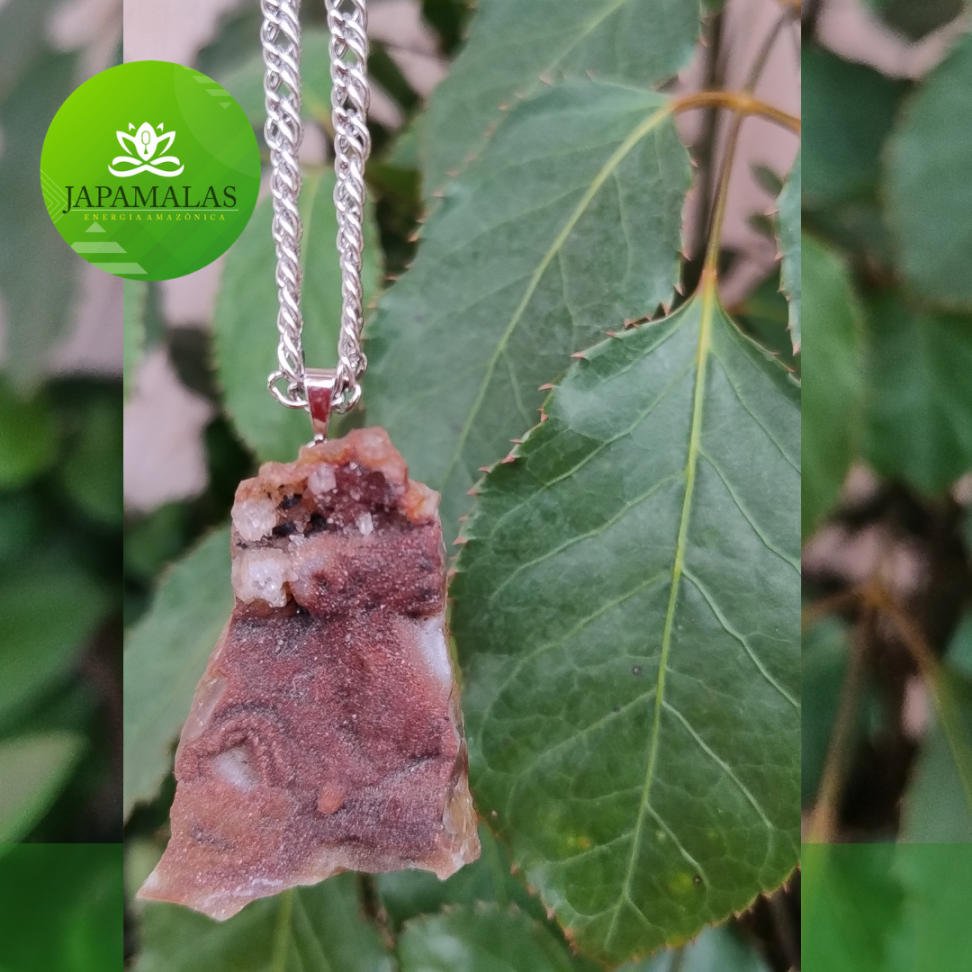 COLARES 100% EM AÇO COM PEDRAS  BRUTAS NATURAIS  ( Drusas e Geodos ) - #41