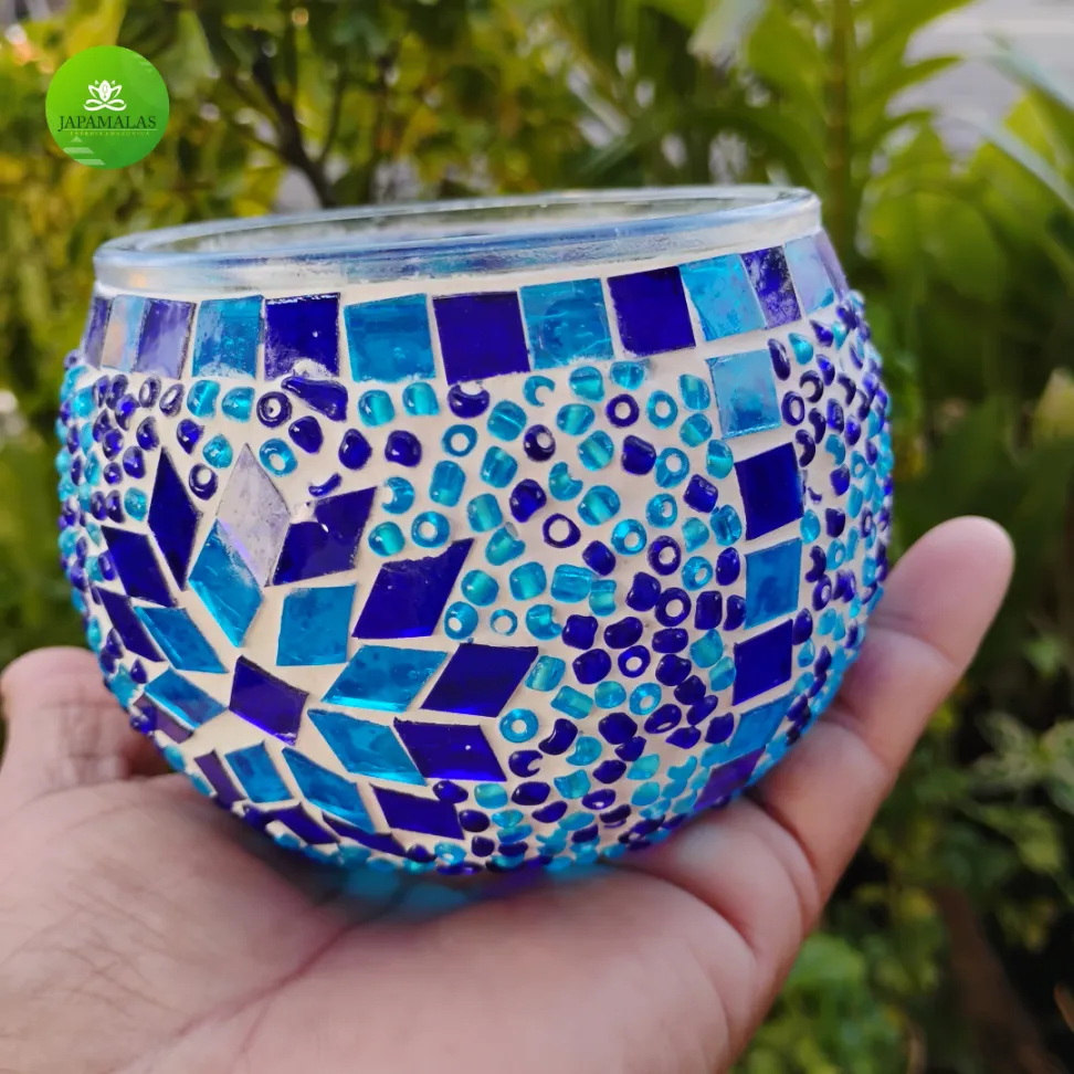 CASTIÇAL TURCO DE VIDRO MOSAICO 10 CM – PORTA-VELA PREMIUM - #4