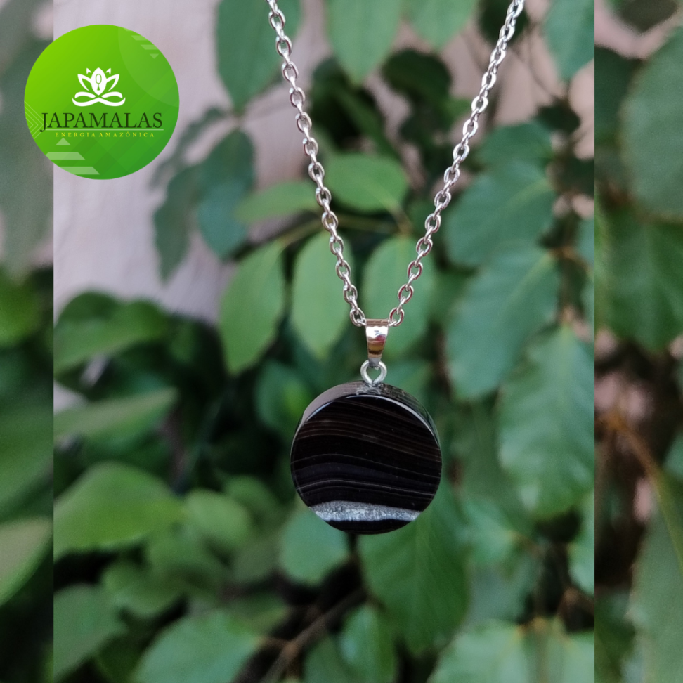 COLARES 100% EM AÇO COM PEDRAS  POLIDAS NATURAIS - #12