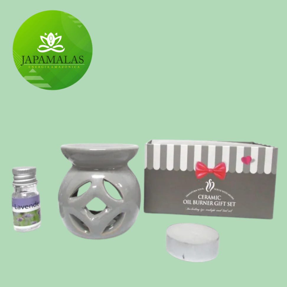 Kit Calmaria Cinza – Rechaud de Cerâmica com Lavanda & Vela Tealight - #3