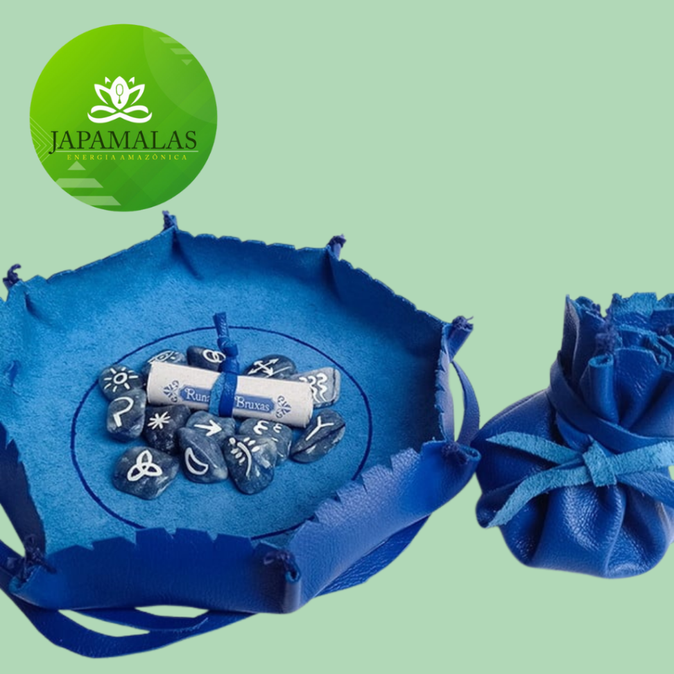 Runas das Bruxas em Quartzo Azul com Embalagem em Couro - #3