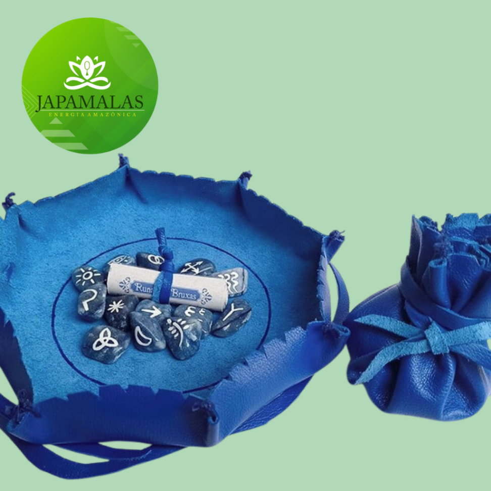 Runas das Bruxas em Quartzo Azul com Embalagem em Couro - #4