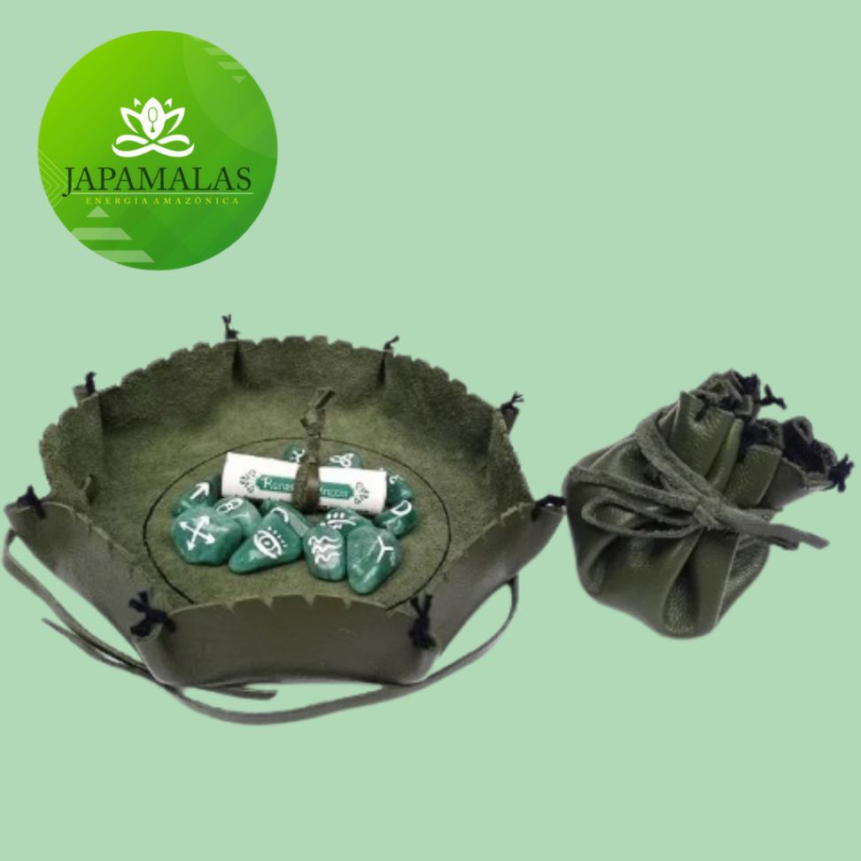 Jogo de Runas das Bruxas com Sacola de Couro - Quartzo Verde - #3