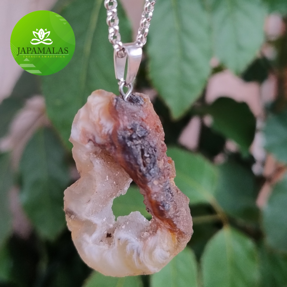 COLARES 100% EM AÇO COM PEDRAS  BRUTAS NATURAIS  ( Drusas e Geodos ) - #7