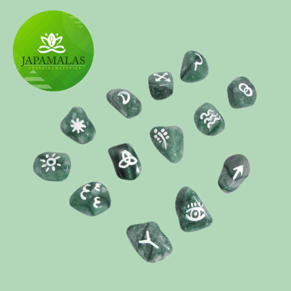 Jogo de Runas das Bruxas com Sacola de Couro - Quartzo Verde - #4