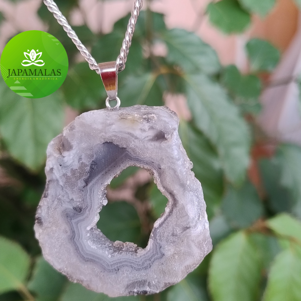 COLARES 100% EM AÇO COM PEDRAS  BRUTAS NATURAIS  ( Drusas e Geodos ) - #5