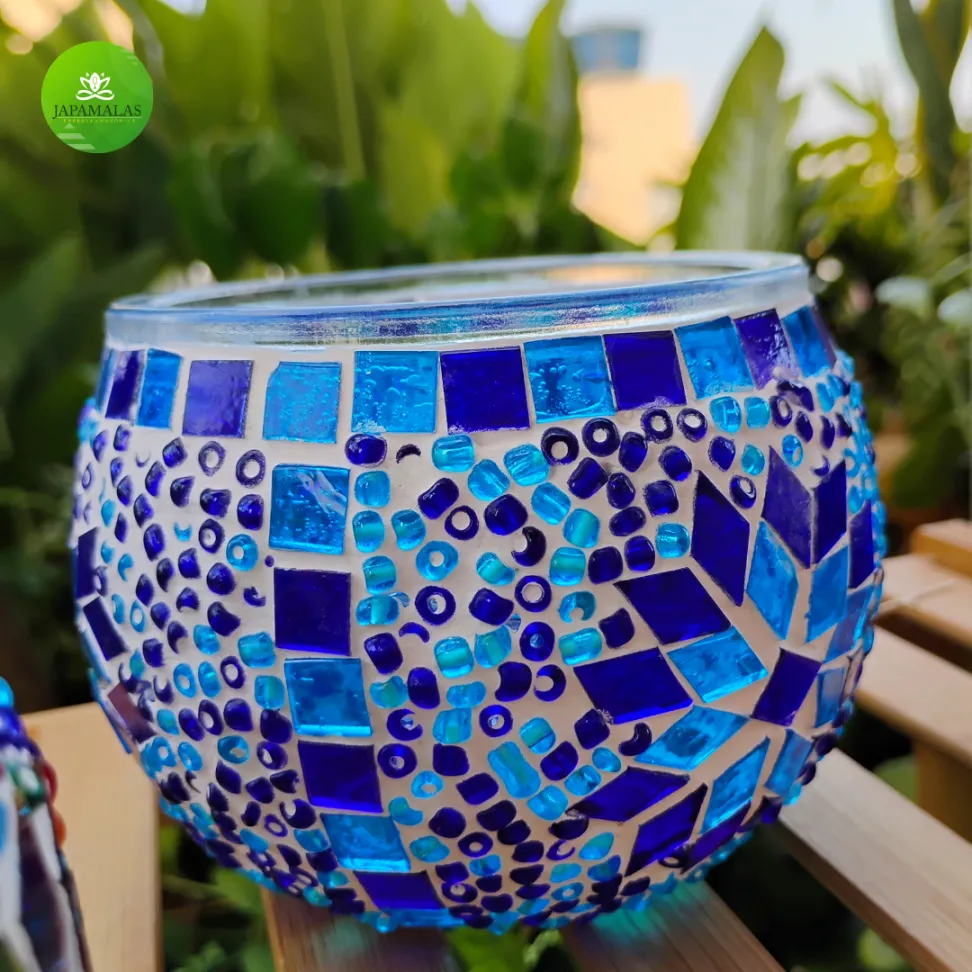 CASTIÇAL TURCO DE VIDRO MOSAICO 10 CM – PORTA-VELA PREMIUM - #6