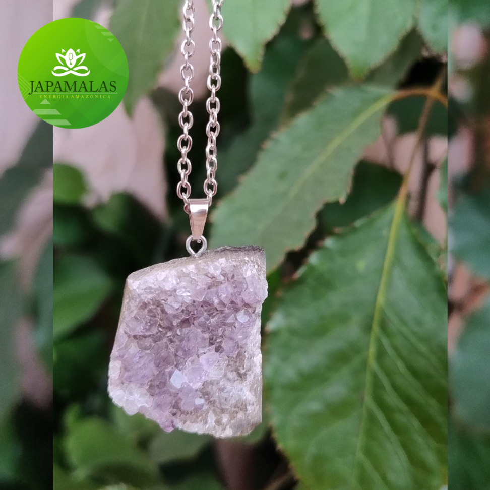 COLARES 100% EM AÇO COM PEDRAS  BRUTAS NATURAIS  ( Drusas e Geodos ) - #10