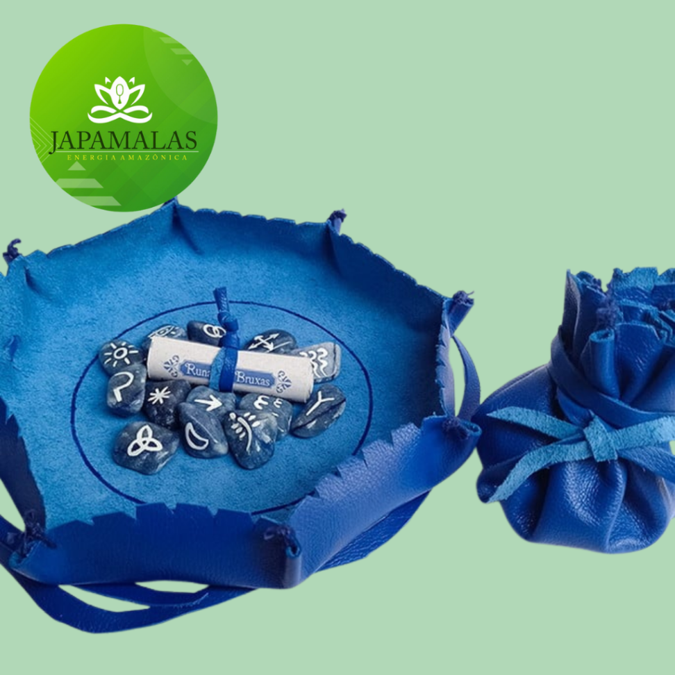 Runas das Bruxas em Quartzo Azul com Embalagem em Couro - #2