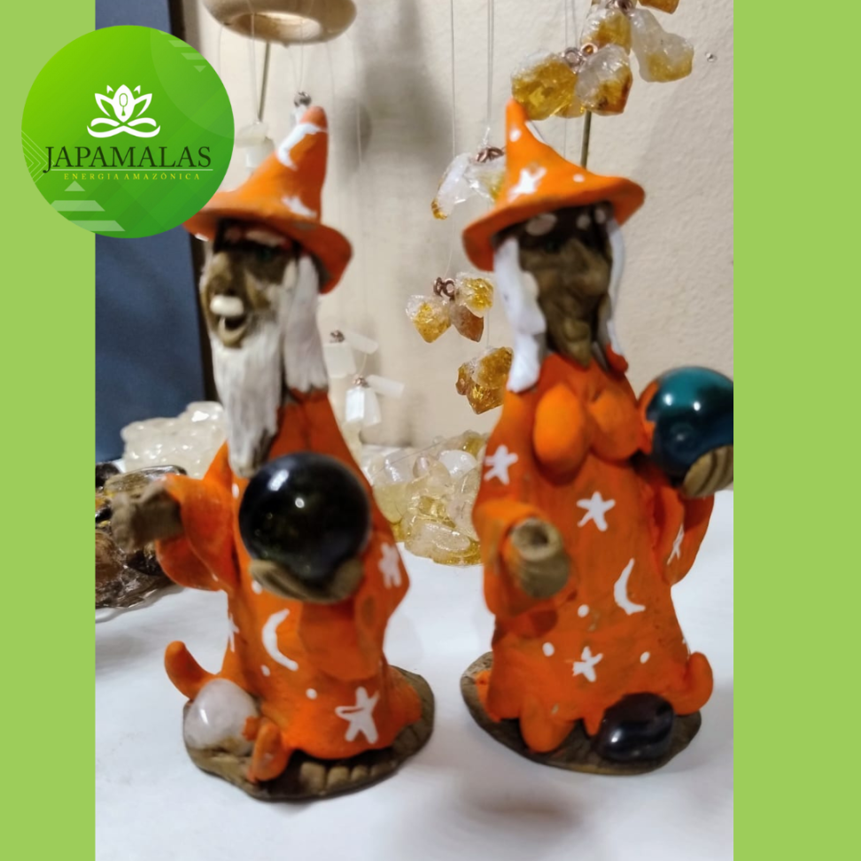 Casal de Magos Laranjas com Ágatas Naturais e Porta-Incenso - #3