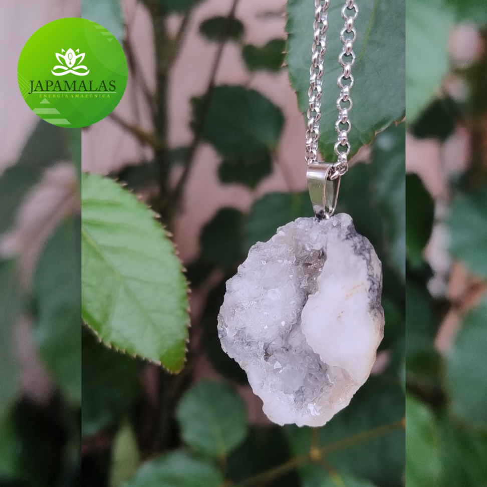 COLARES 100% EM AÇO COM PEDRAS  BRUTAS NATURAIS  ( Drusas e Geodos ) - #14