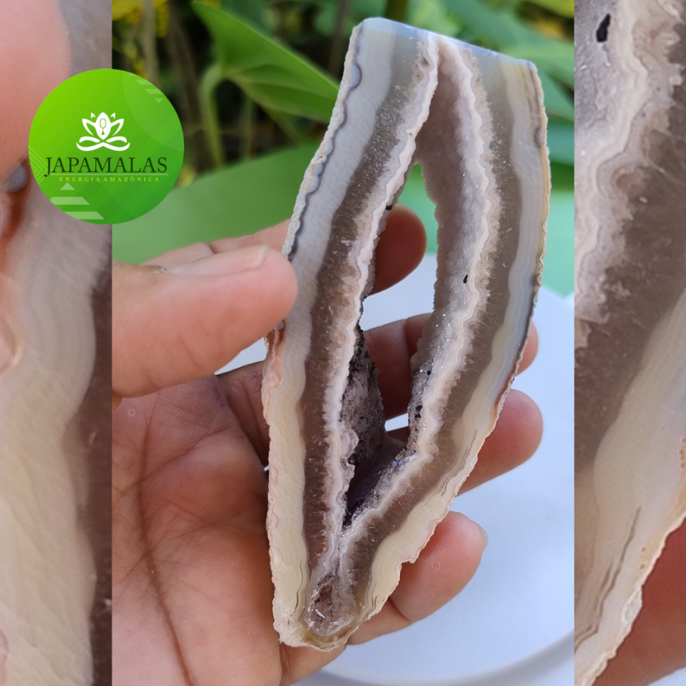 Geodo de Ágata com Drusa de Quartzo Natural – Formato Fenda Exclusivo (169g) - #4