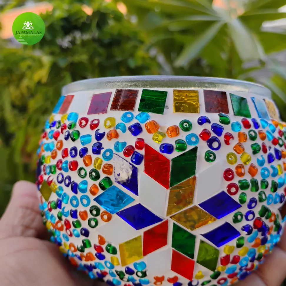 CASTIÇAL TURCO DE VIDRO MOSAICO 10 CM – PORTA-VELA PREMIUM - #5