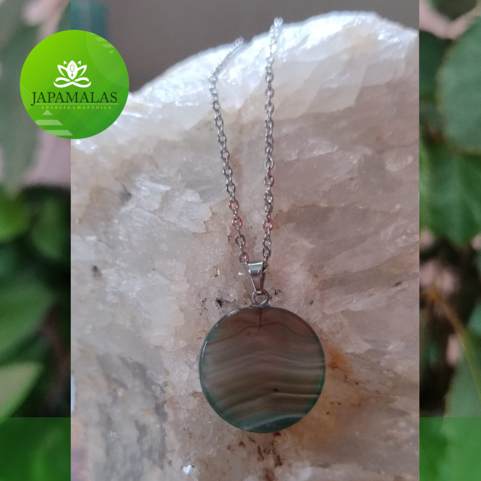 COLARES 100% EM AÇO COM PEDRAS  POLIDAS NATURAIS - #27