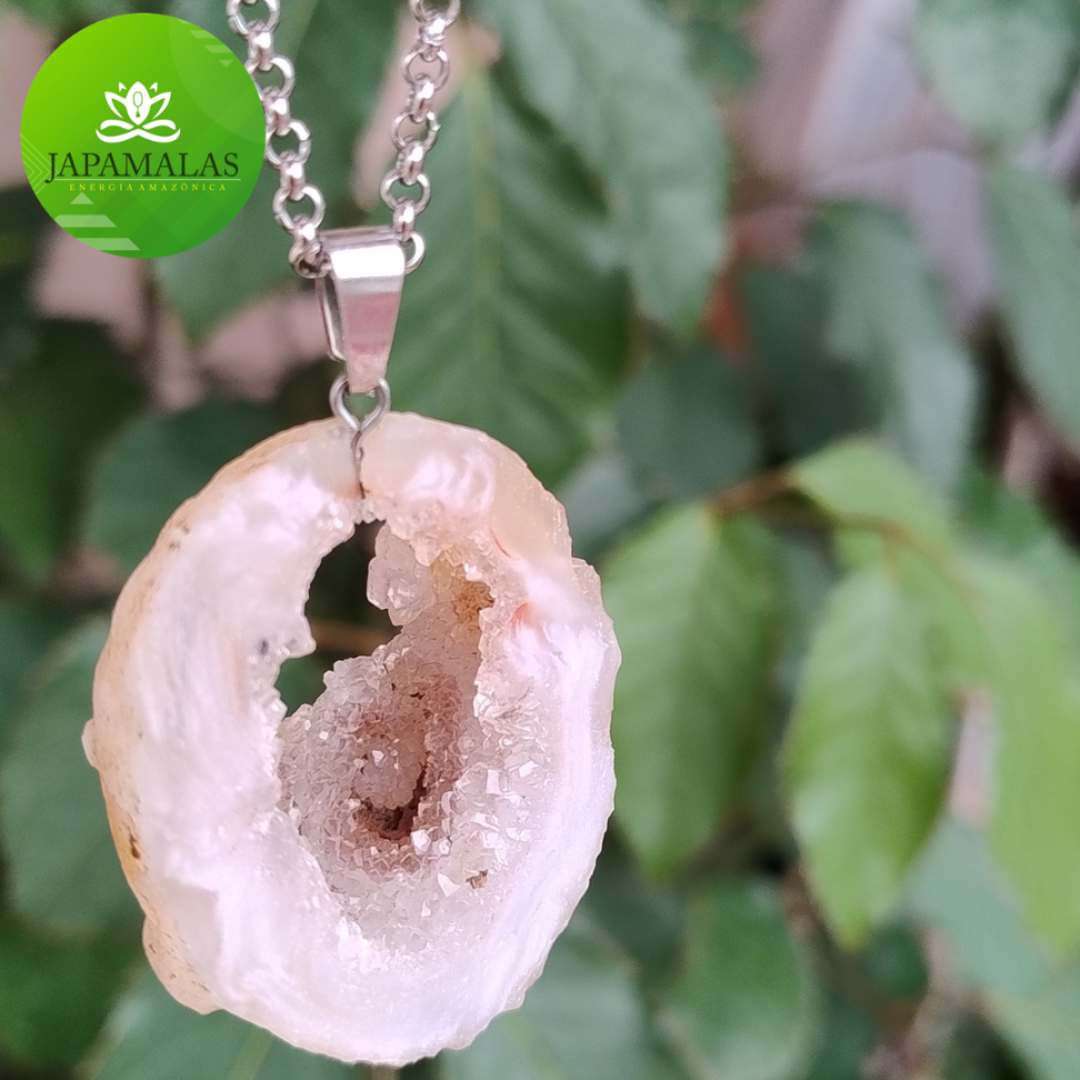 COLARES 100% EM AÇO COM PEDRAS  BRUTAS NATURAIS  ( Drusas e Geodos ) - #3