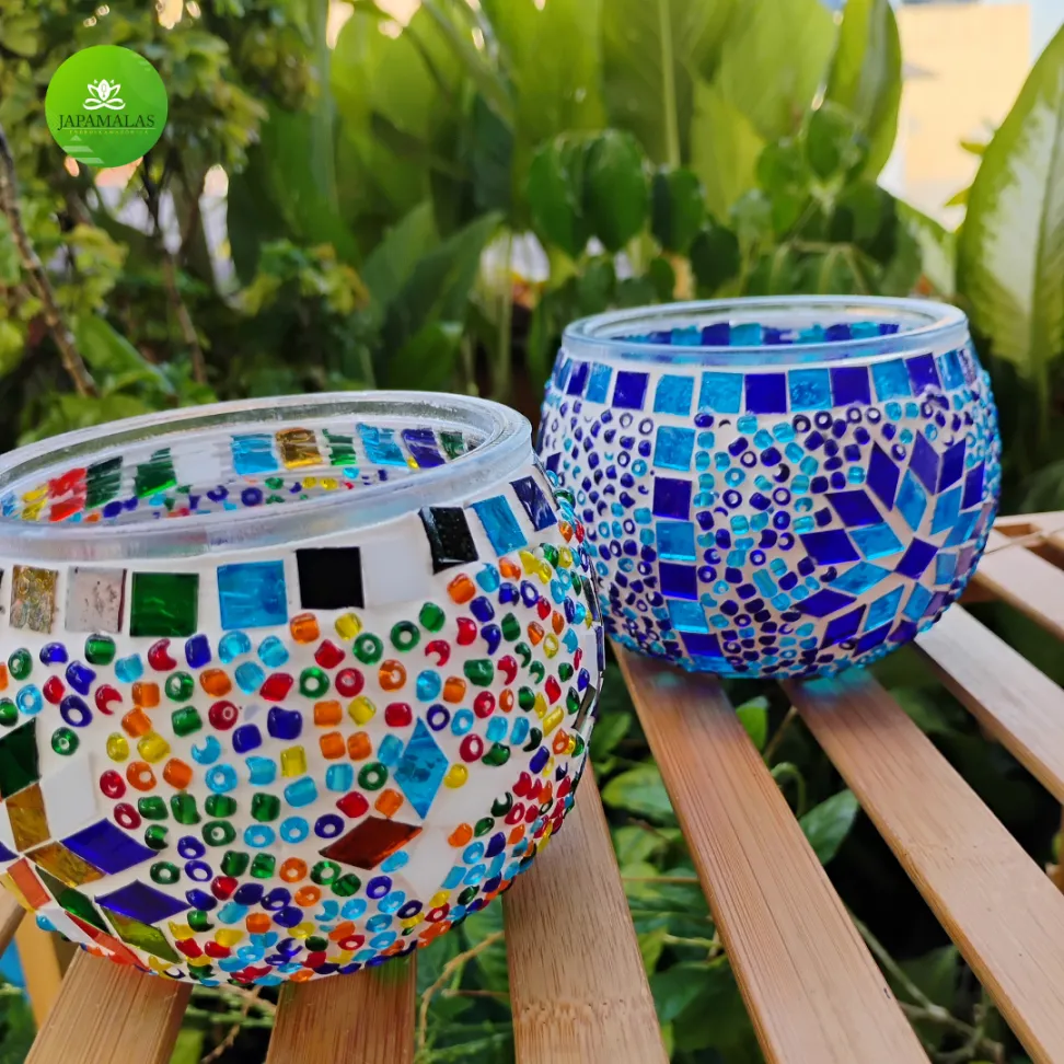 CASTIÇAL TURCO DE VIDRO MOSAICO 10 CM – PORTA-VELA PREMIUM - #9