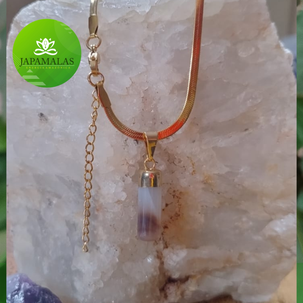 COLARES 100% EM AÇO COM PEDRAS  POLIDAS NATURAIS - #31