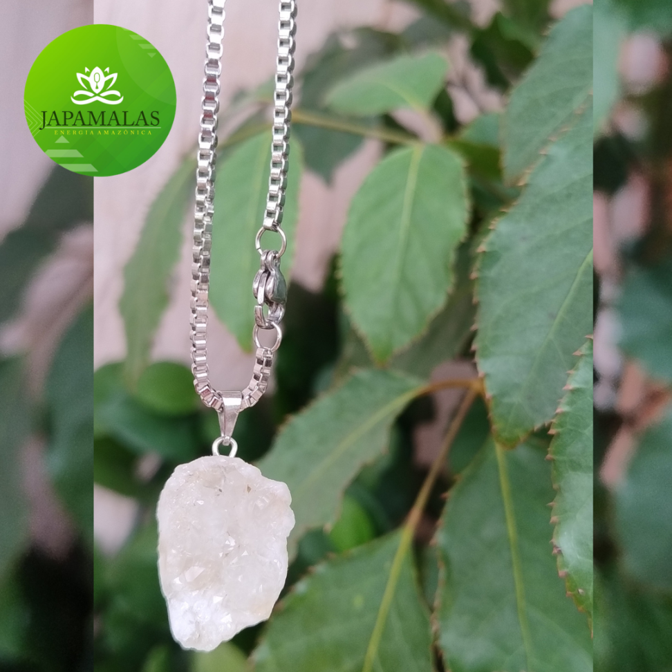 COLARES 100% EM AÇO COM PEDRAS  BRUTAS NATURAIS  ( Drusas e Geodos ) - #9