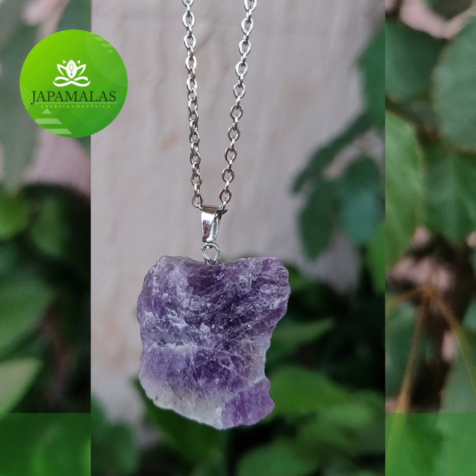 COLARES 100% EM AÇO COM PEDRAS  BRUTAS NATURAIS  ( Drusas e Geodos ) - #37