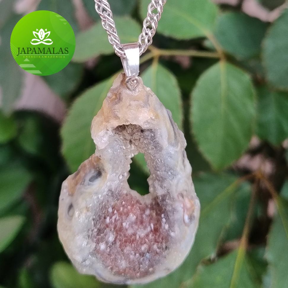 COLARES 100% EM AÇO COM PEDRAS  BRUTAS NATURAIS  ( Drusas e Geodos ) - #6