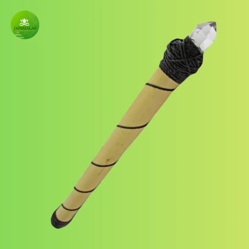 Varinha Mágica Bastão em Bambu com Cristal na Ponta 20cm