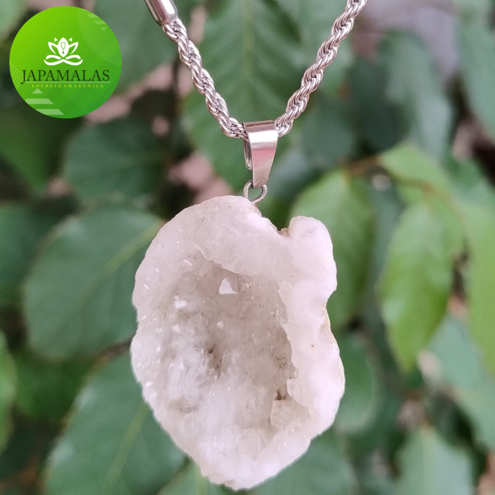 COLARES 100% EM AÇO COM PEDRAS  BRUTAS NATURAIS  ( Drusas e Geodos ) - #4