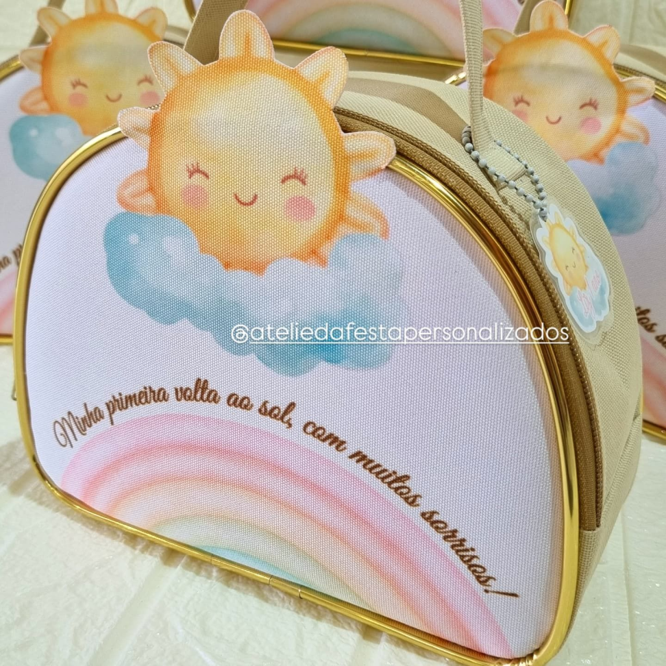 ★Bolsa de mão meia lua 3D + friso dourado - Tamanho: (17x22) - #3