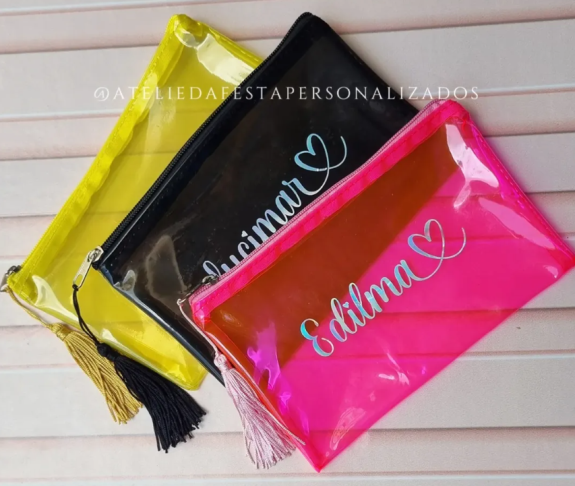 ★Necessaire Neon com nome holográfico - Tamanho 20x13 - #2