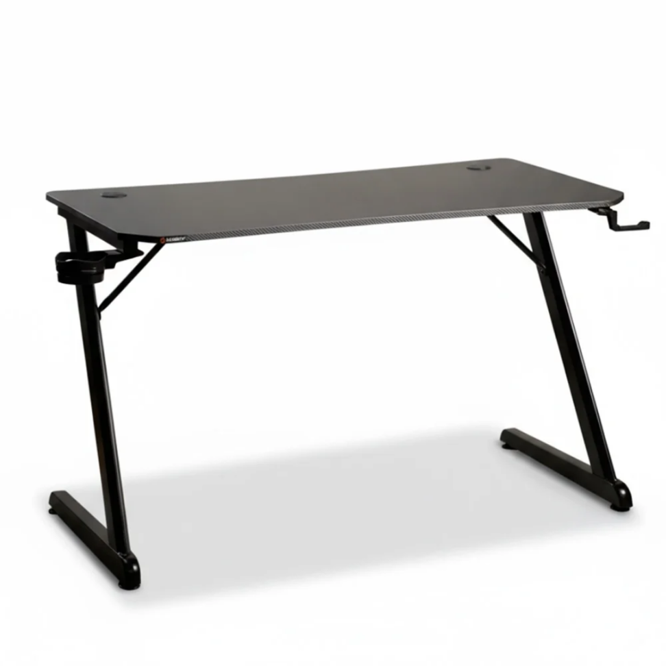 Mesa Gamer Husky Snow, Preto - Superfície em Fibra de Carbono, Suporte para Headset e Copo - HDG100
