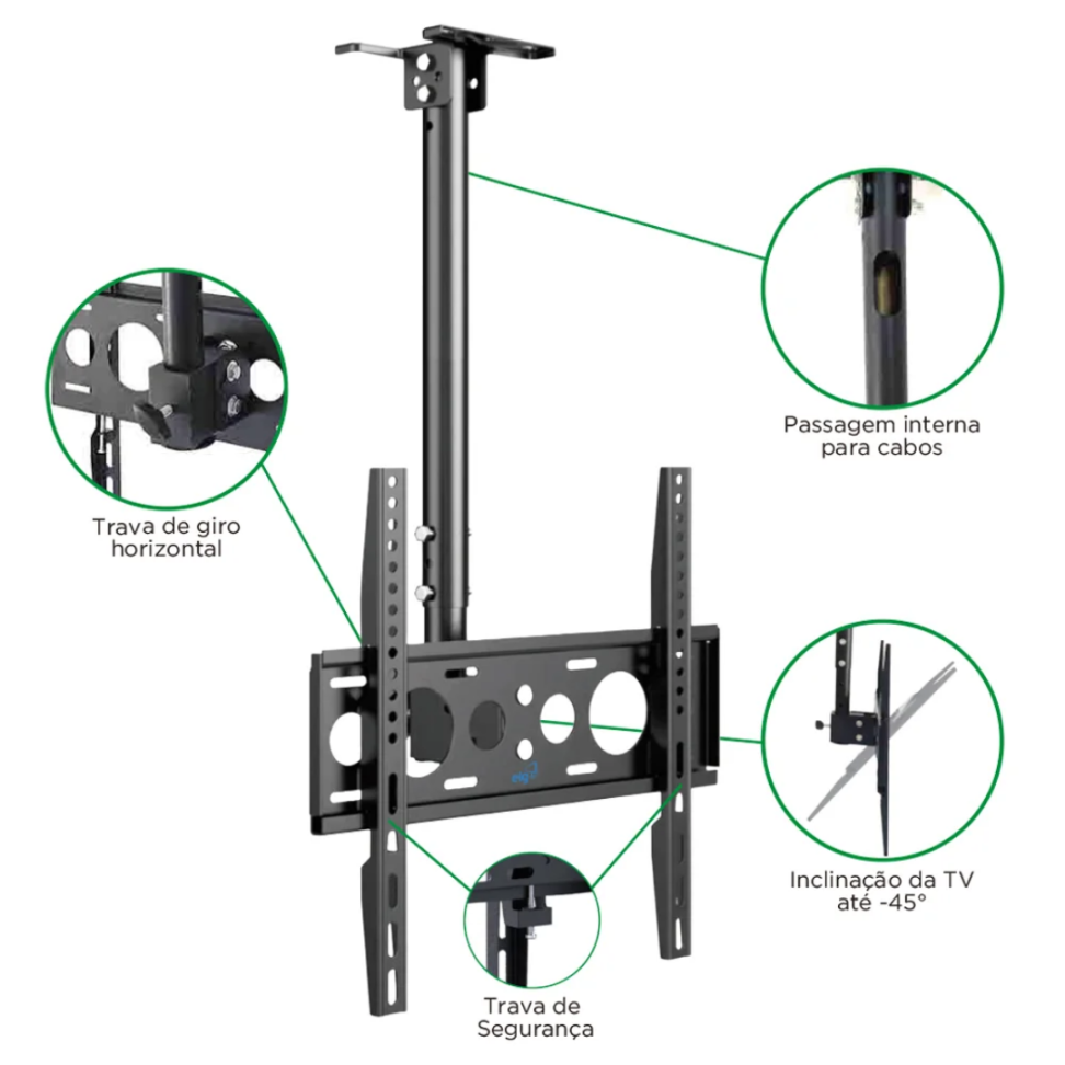 Suporte Giratório De Teto Para Tvs De 26 A 75", Padrão Vesa - A05v4 Elg - #4