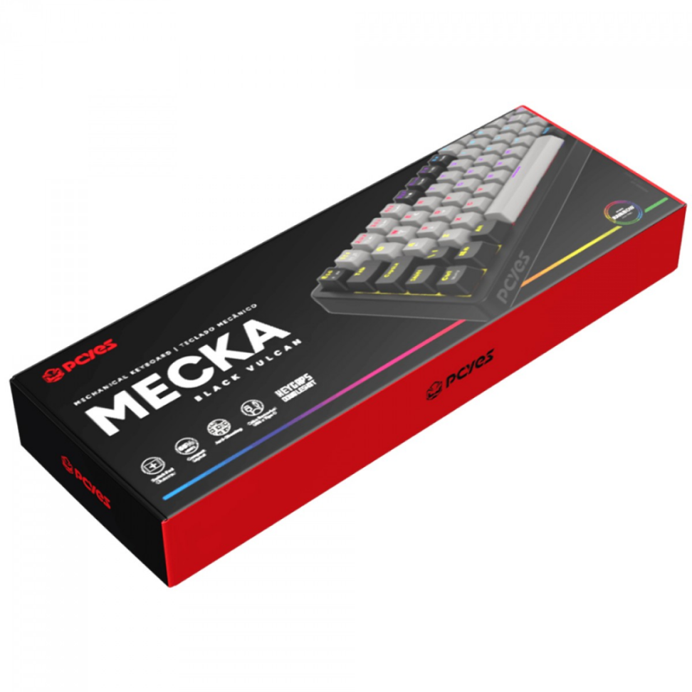 Teclado Mecânico Mecka Black Vulcan 65% Pcyes - Switch Red - Led Rainbow - #5