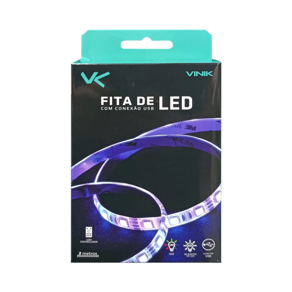Fita Led RGB 2mt USB C/ Controladora - Vinik