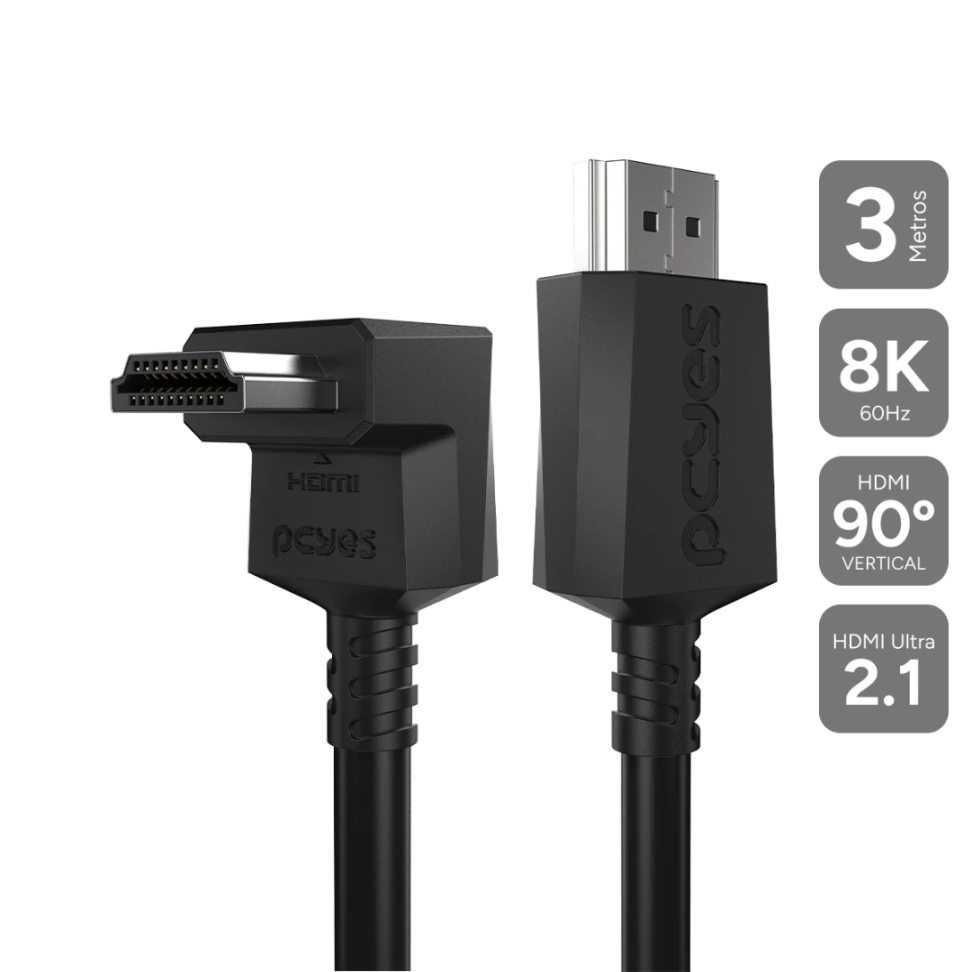 Cabo HDMI 2.1 Pcyes Conector 90 Vertical - Preto - 3M - PH21-3V-E - #3