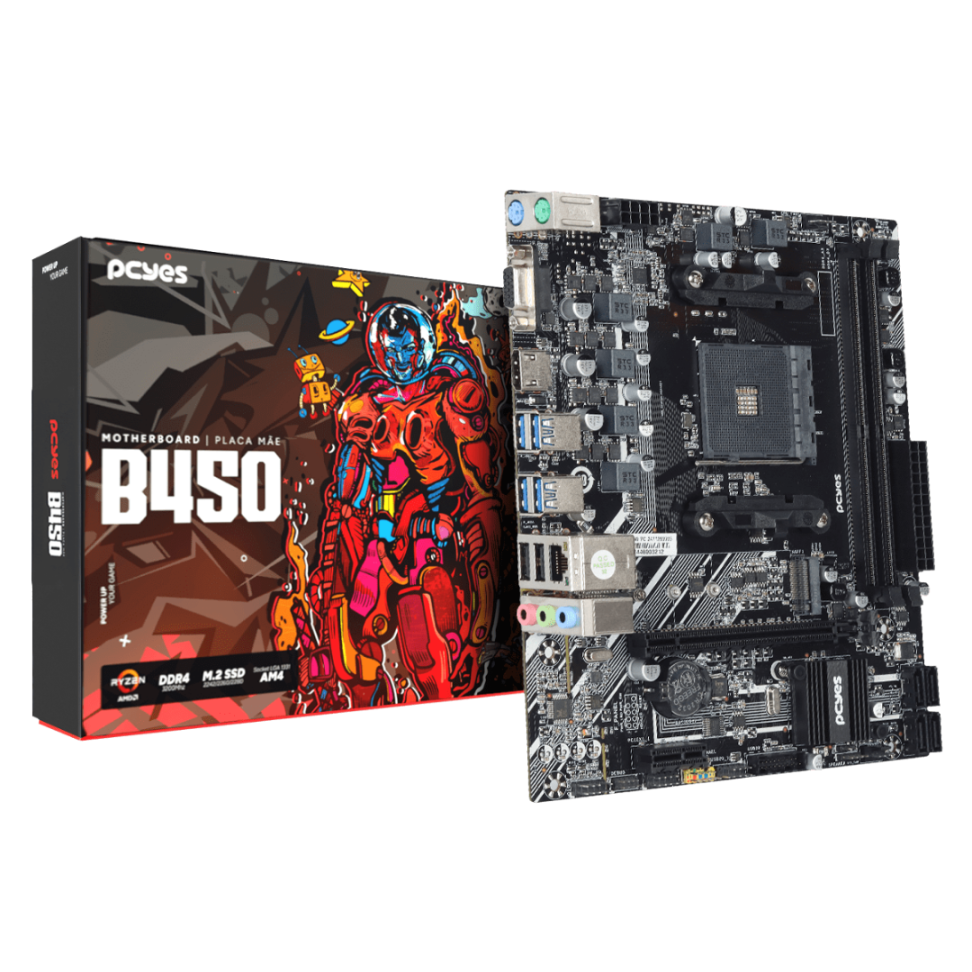 Placa Mãe B450 AM4 - Pcyes