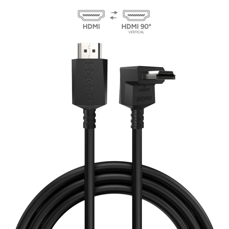 Cabo HDMI 2.1 Pcyes Conector 90 Vertical - Preto - 3M - PH21-3V-E