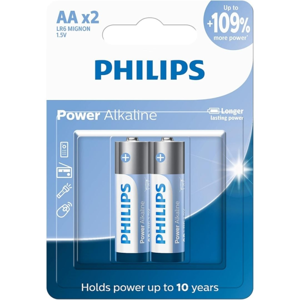 Pilha Philips Alcalina AA com 2UN