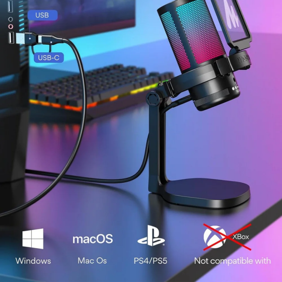 Microfone Gamer Maono Com Suporte, RGB - DGM20 PRETO