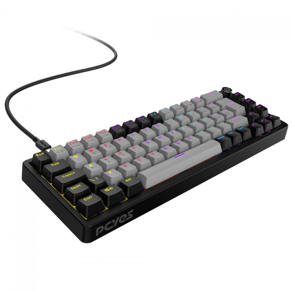 Teclado Mecânico Mecka Black Vulcan 65% Pcyes - Switch Red - Led Rainbow - #2