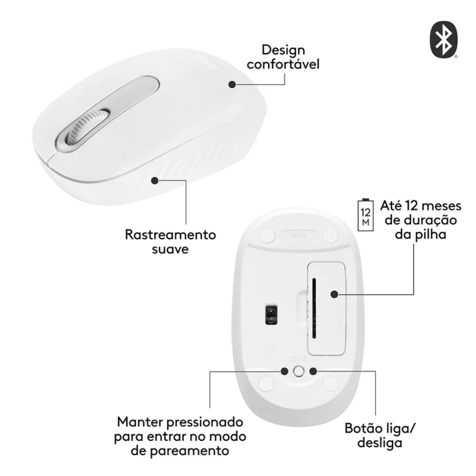 Mouse Bluetooth M196 Branco - Logitech - #2