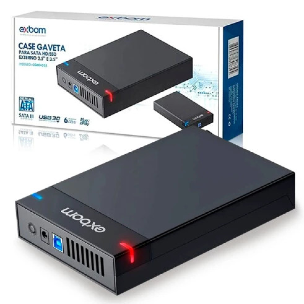 Case para HD 3.5 Polegadas USB 3.0 Sata HD Externo Exbom