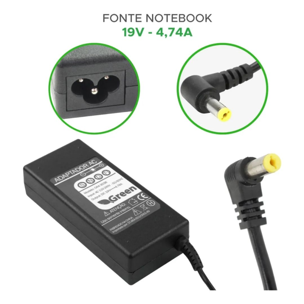 Fonte Para Notebook Green - Modelo 3038 Acer - #2