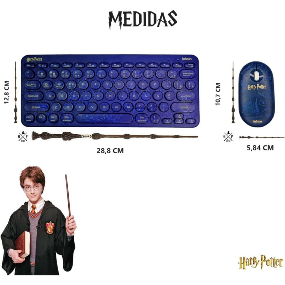 Combo Teclado e Mouse sem Fio Harry Potter - Letron - #5